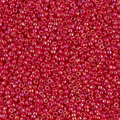 Miyuki 15/0 Round Seed Bead, 15-0476, Opaque Red AB, 8 grams