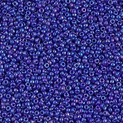 Miyuki 15/0 Round Seed Bead, 15-0484, Opaque Cobalt AB, 8 grams