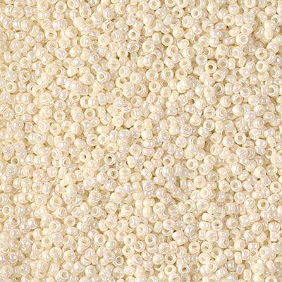 Miyuki 15/0 Round Seed Bead, 15-0486, Ivory Pearl Ceylon AB, 8 grams