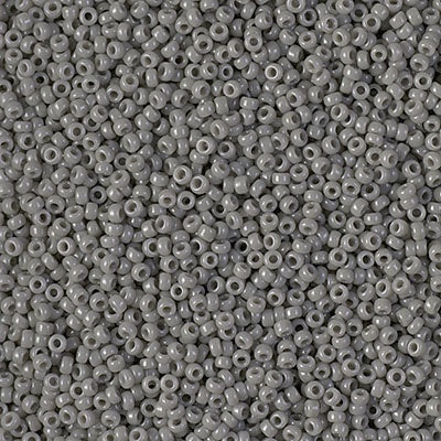 Miyuki 15/0 Round Seed Bead, 15-0499, Opaque Falcon Grey, 8 grams