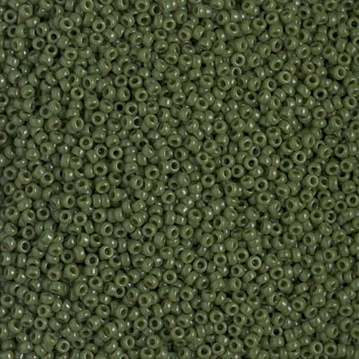 Miyuki 15/0 Round Seed Bead, 15-0501, Opaque Avocado, 8 grams