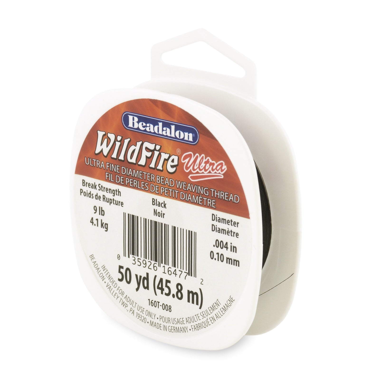 WildFire Ultra Black Beading Thread, .004 in / 0.10 mm, 50 yd