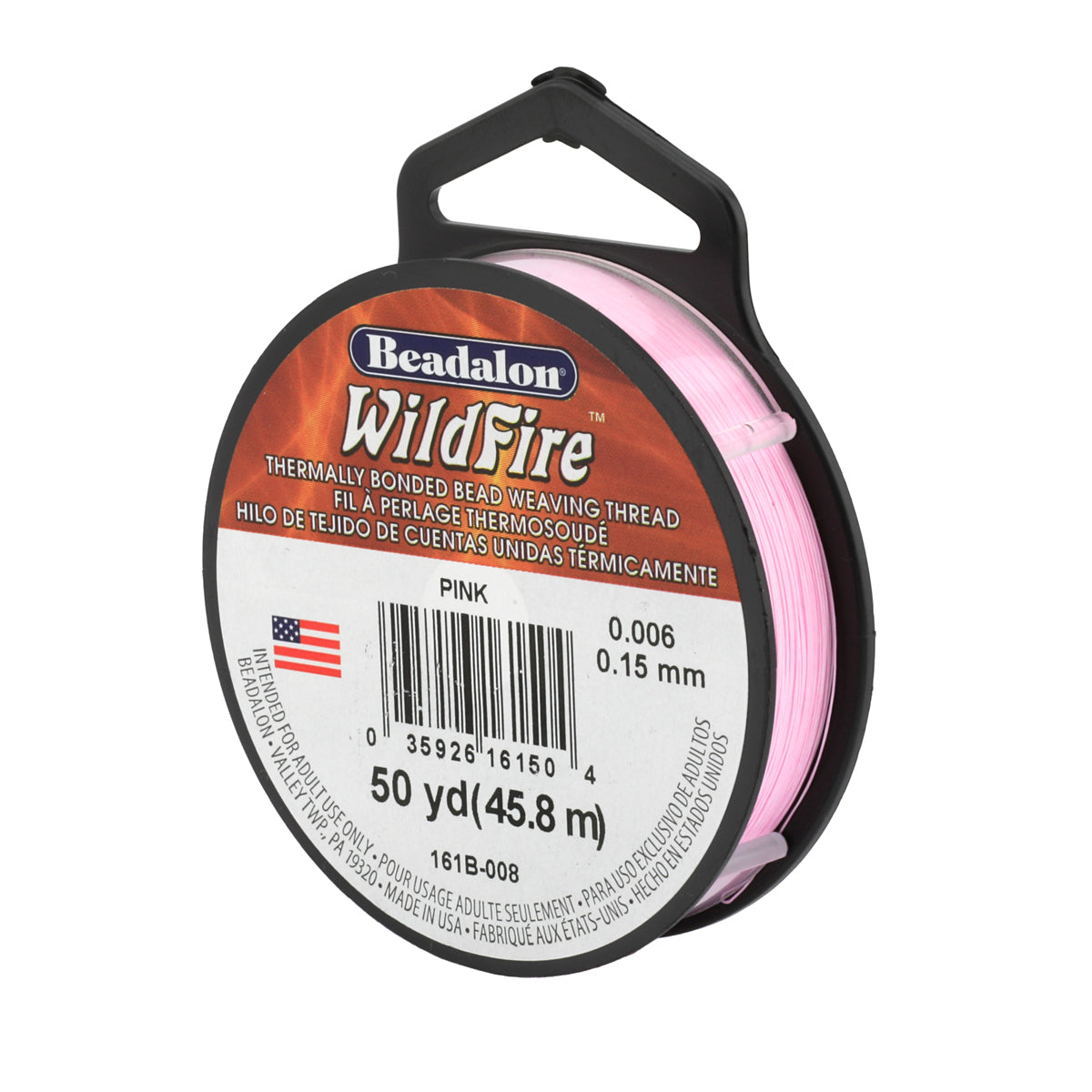 Wildfire Pink Beading Thread .006 in/.15 mm 50 yards