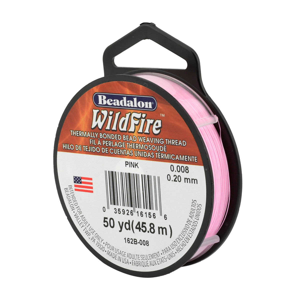 Wildfire Pink Beading Thread .008 in/.20 mm 50 yards