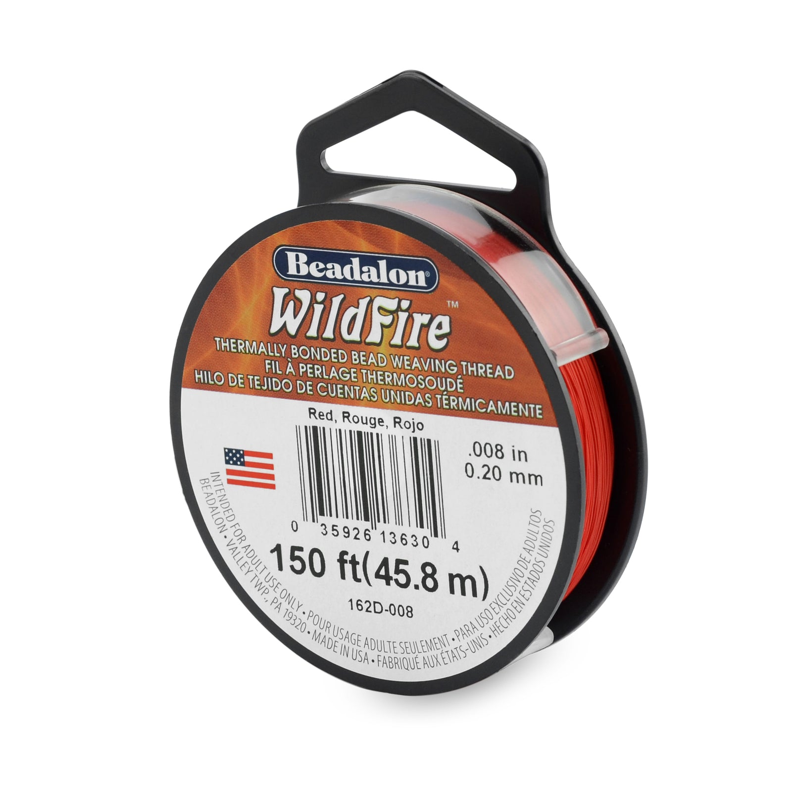 Wildfire Red Beading Thread .008 in/.20 mm 50 yards