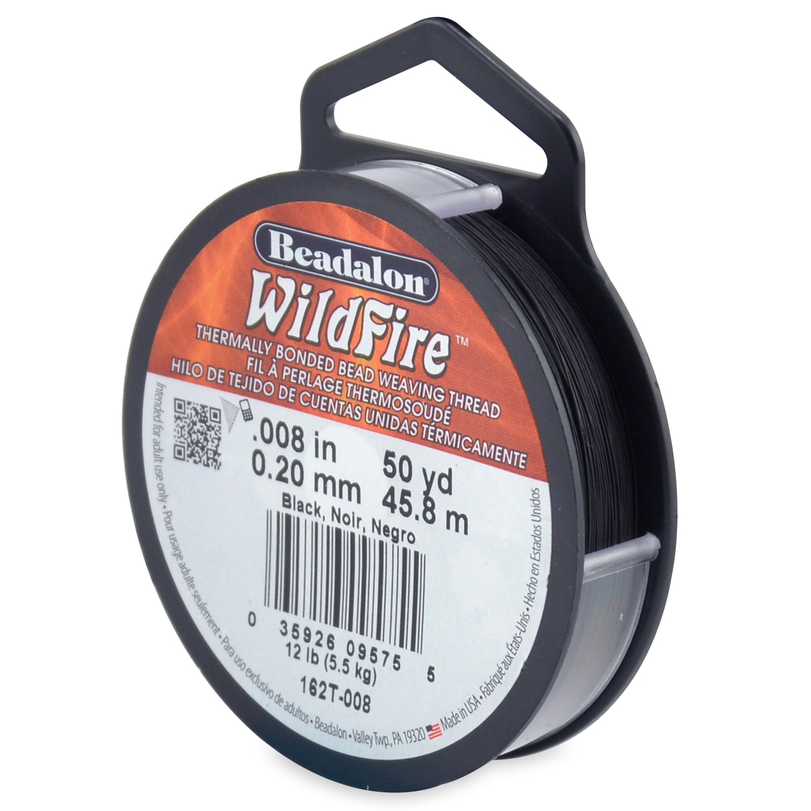 Wildfire Black Beading Thread .008 in/.20 mm 50 yards