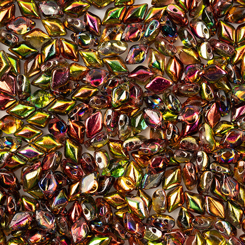 GemDuo 2-Hole Diamond Shaped Bead, Crystal Red-Yellow, GD0003-95600, 7.5 grams