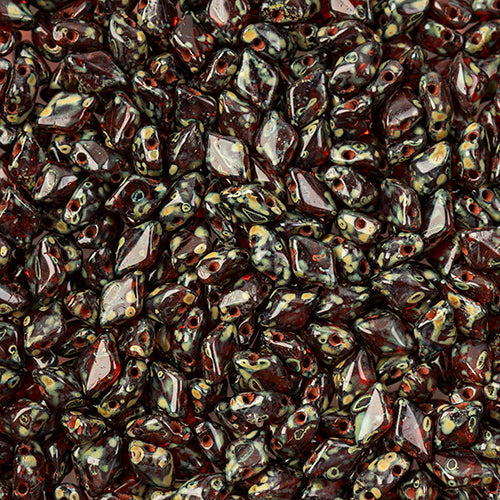 GemDuo 2-Hole Diamond Shaped Bead, Hyacinth Travertin Dark, GD9003-86805, 7.5 grams