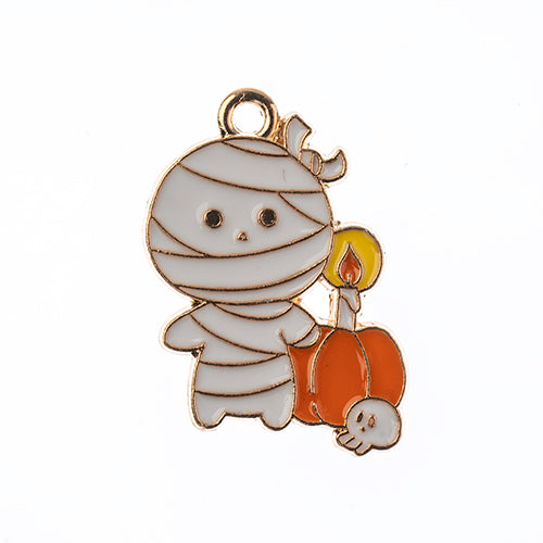 Sweet & Petite Halloween Charms 25x18mm, Mummy with Pumpkin 6pcs