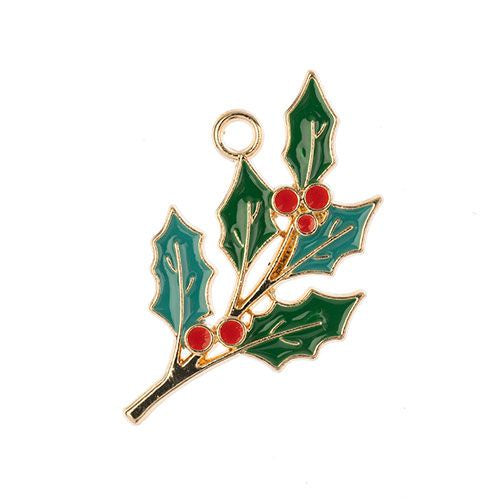 Sweet & Petite Holiday Charms, 19x34mm Holly Sprig 2 pieces