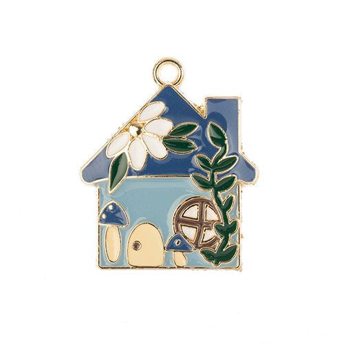 Sweet & Petite Charms, 29x24mm Blue House 3 pieces