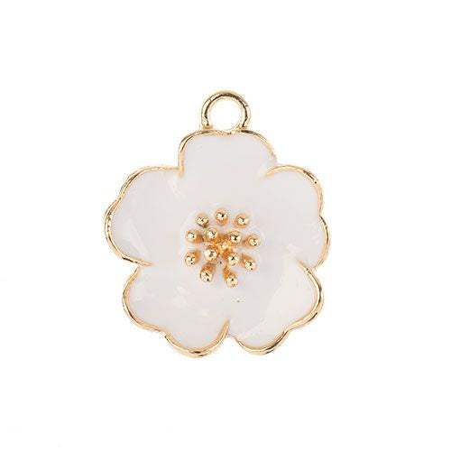 Sweet & Petite Charms, 20x24mm White Flower 4 pieces