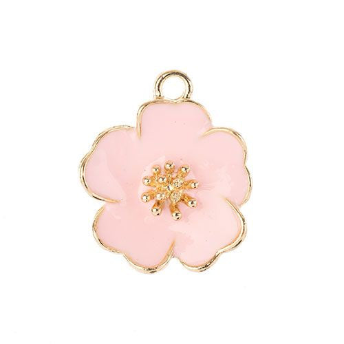 Sweet & Petite Charms, 20x24mm Pink Flower 4 pieces