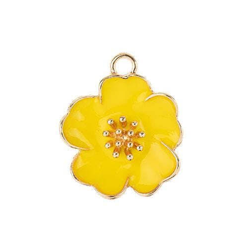 Sweet & Petite Charms, 20x24mm Yellow Flower 4 pieces