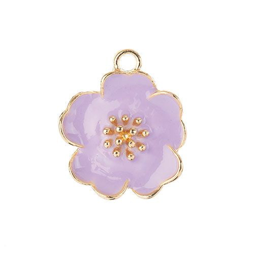 Sweet & Petite Charms, 20x24mm Purple Flower 4 pieces