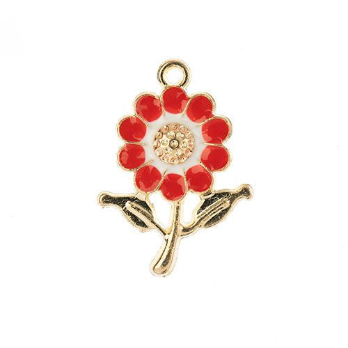 Sweet & Petite Charms, 27x19.5mm Daisy Red 8 pieces