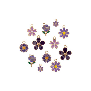 Sweet & Petite Charms, Purple Bouquet 12 pieces, 2 pieces per style
