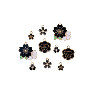 Sweet & Petite Charms, Black Bouquet 10 pieces, 2 pieces per style