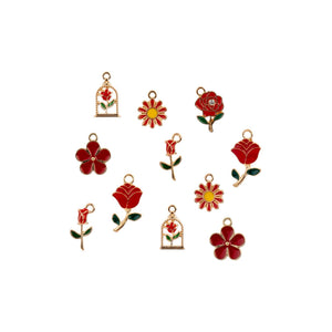 Sweet & Petite Charms, Red Bouquet 12 pieces, 2 pieces per style