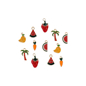 Sweet & Petite Charms, Fruit Mix 12 pieces, 2 pieces per style