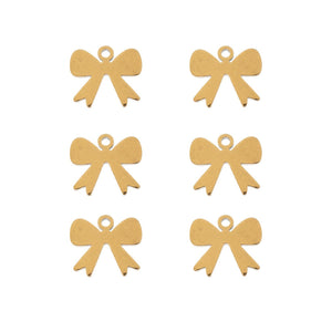 Sweet & Petite Charms, 9.1 x 10mm Bow Gold Plated 6pcs