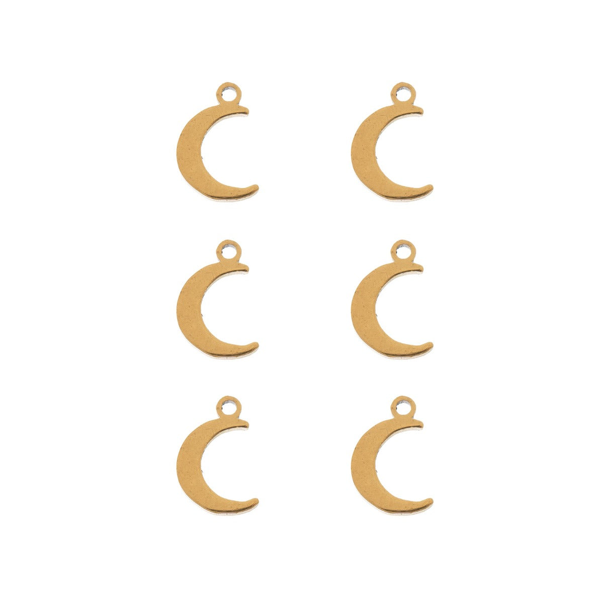 Sweet & Petite Charms, 7.5 x 9.5mm Crescent Moon Gold Plated 6pcs