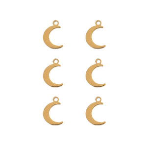 Sweet & Petite Charms, 7.5 x 9.5mm Crescent Moon Gold Plated 6pcs