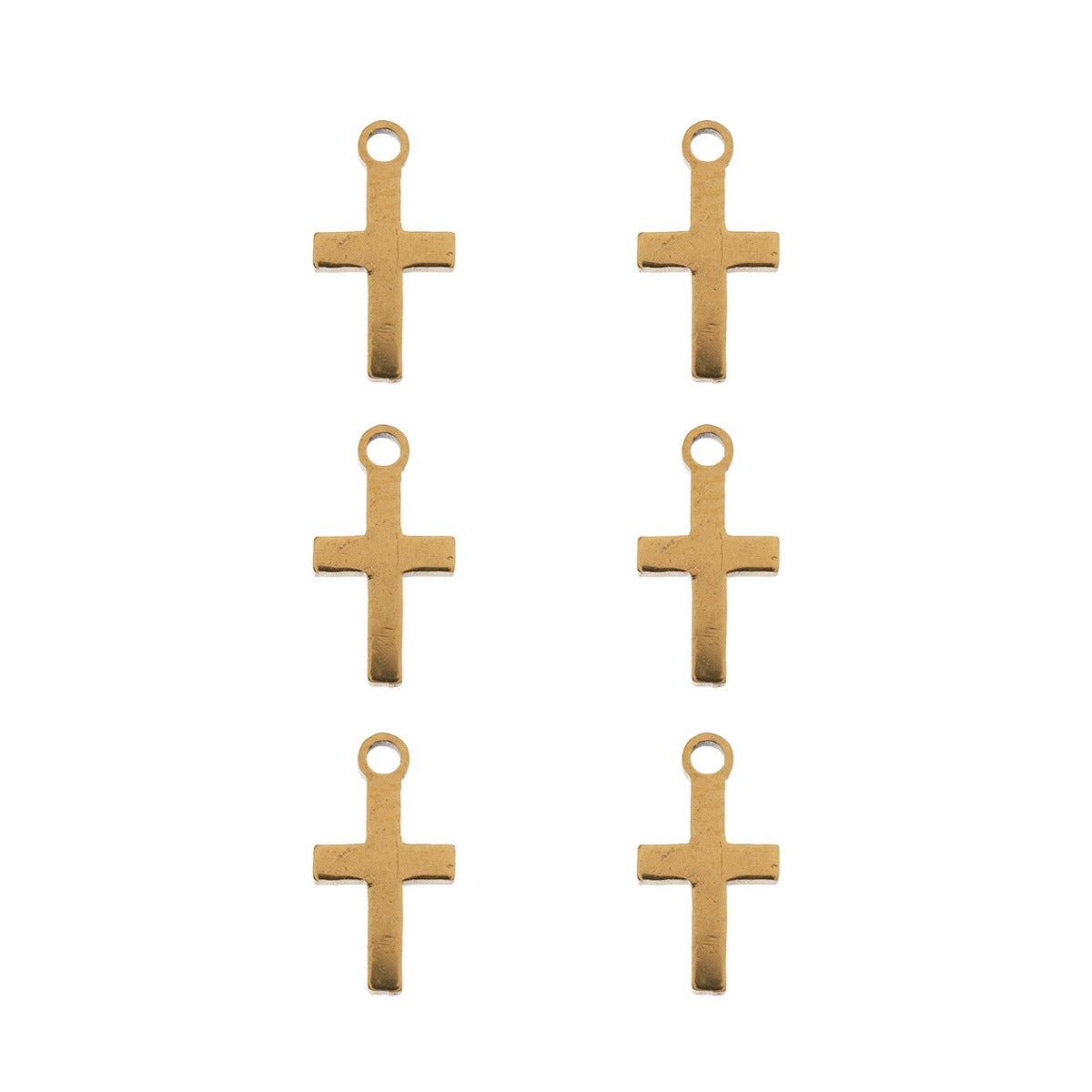 Sweet & Petite Charms, 5.3 x 10mm Cross Gold Plated 6pcs