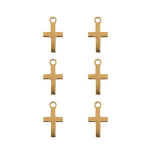 Sweet & Petite Charms, 5.3 x 10mm Cross Gold Plated 6pcs