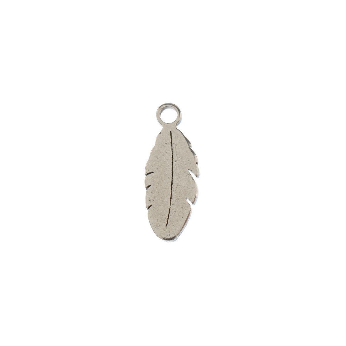 Sweet & Petite Charms, 4 x 10.7mm Feather Silver 10pcs