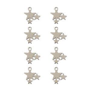 Sweet & Petite Charms, 10.3 x 10.7mm Stars Silver 10pcs