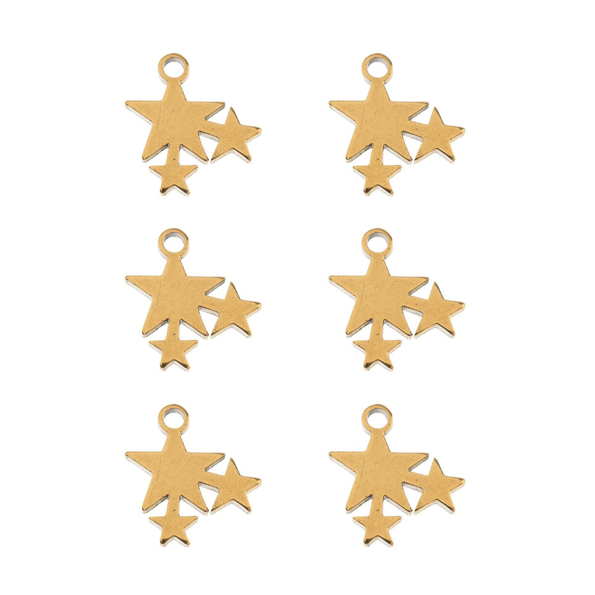 Sweet & Petite Charms, 10.3 x 10.7mm Stars Gold Plated 6pcs