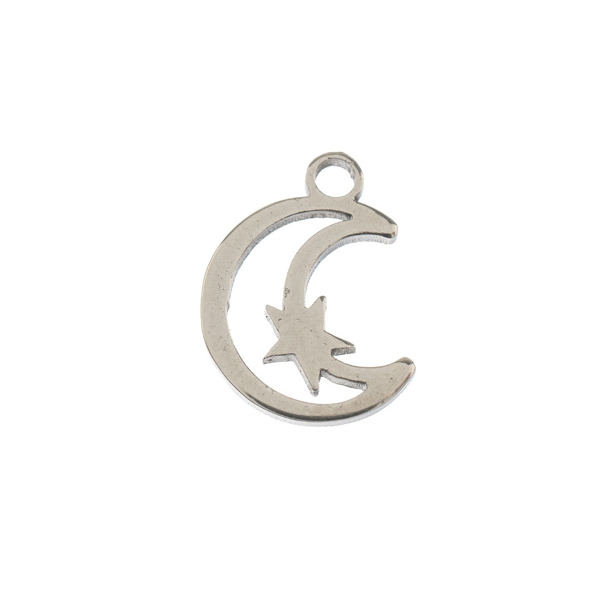 Sweet & Petite Charms, 11.7 x 9.2mm Moon w/Star Silver 10pcs