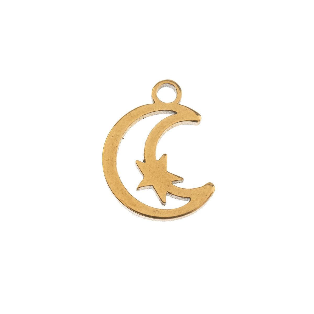 Sweet & Petite Charms, 11.7 x 9.2mm Moon w/Star Gold Plated 6pcs