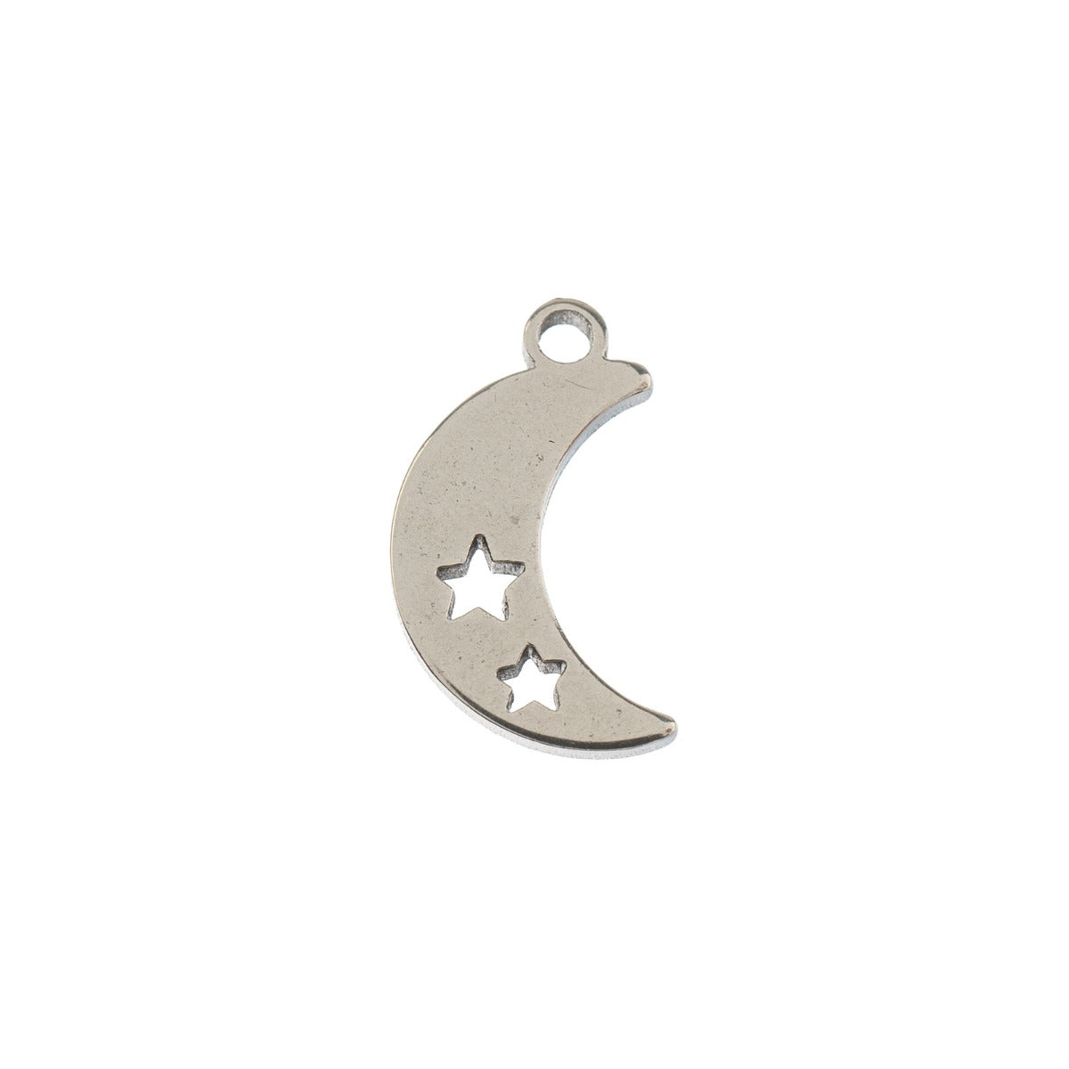 Sweet & Petite Charms, 11.7 x 7.5mm Moon w/Stars Silver 10pcs