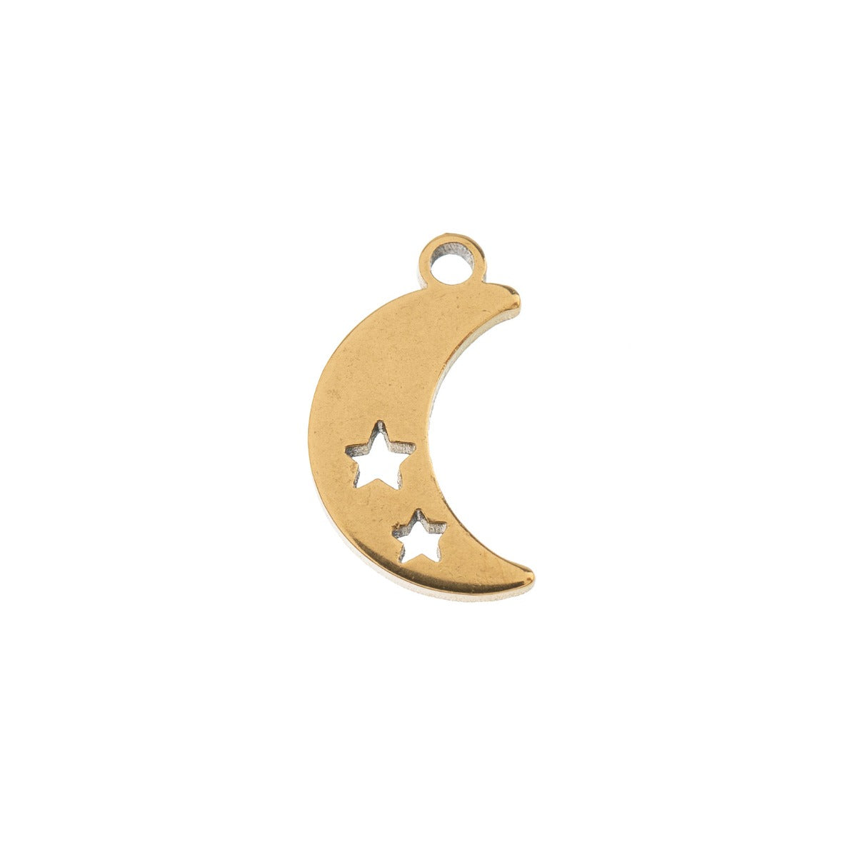 Sweet & Petite Charms, 11.7 x 7.5mm Moon w/Stars Gold Plated 6pcs