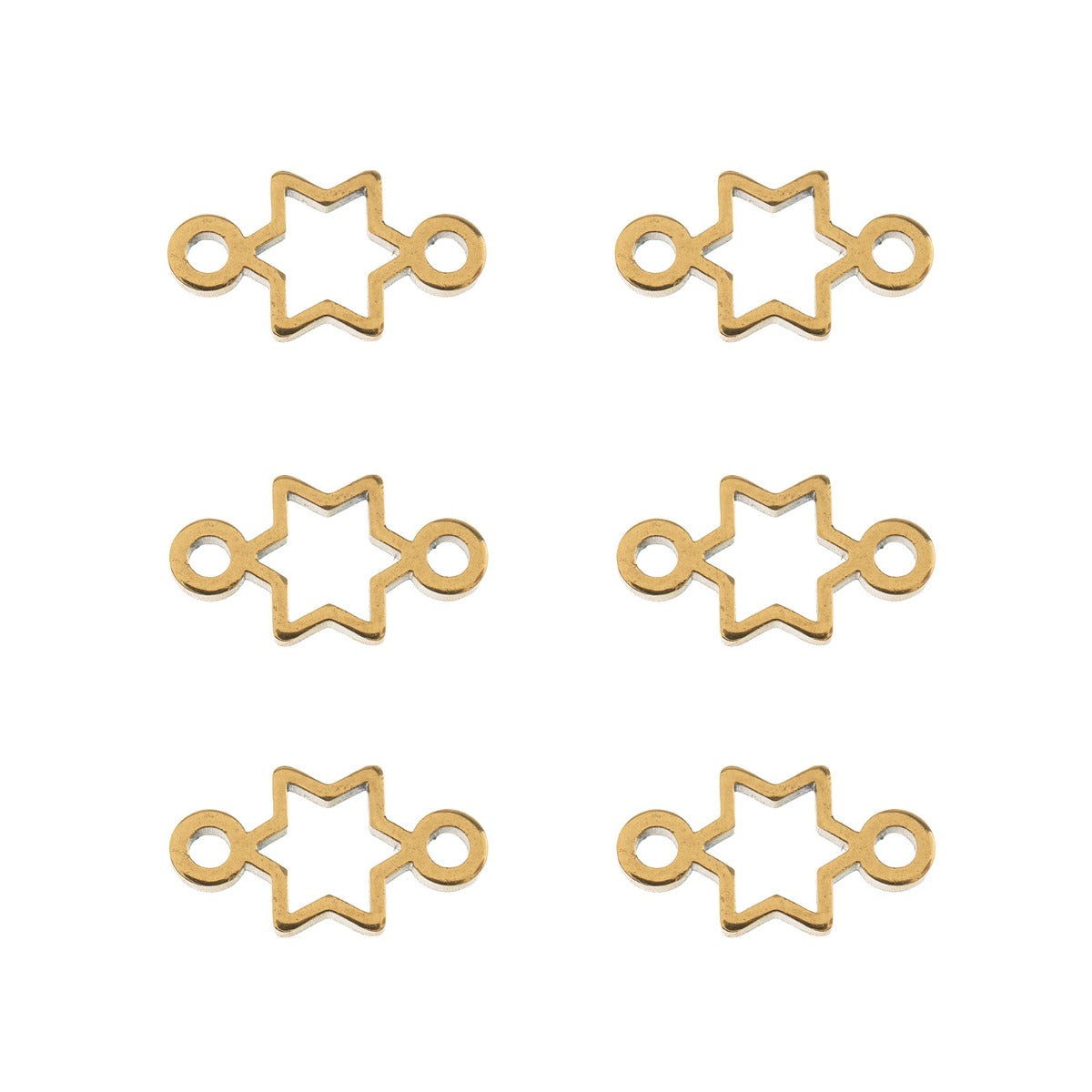 Sweet & Petite Charms, 6.4 x 11.1mm Star Link Gold Plated 6pcs
