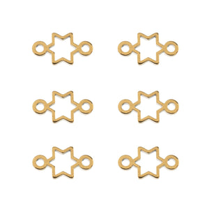 Sweet & Petite Charms, 6.4 x 11.1mm Star Link Gold Plated 6pcs