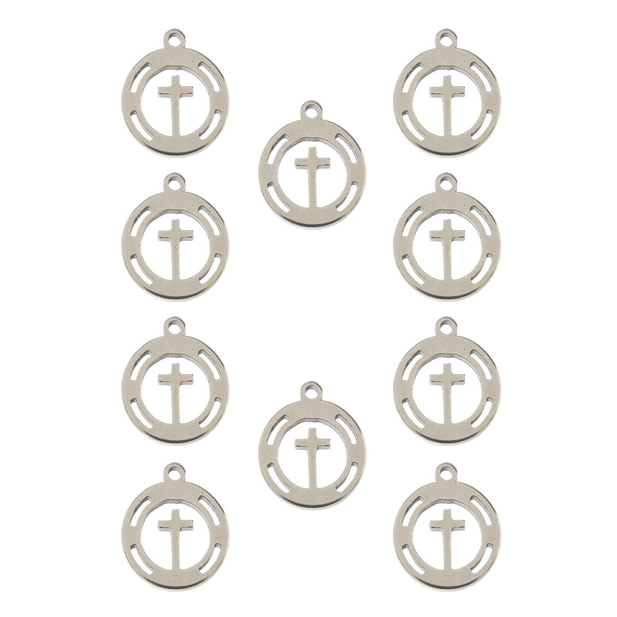 Sweet & Petite Charms, 11.4 x 10mm Cross in Wreath Silver 10pcs