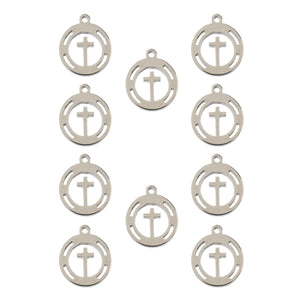 Sweet & Petite Charms, 11.4 x 10mm Cross in Wreath Silver 10pcs