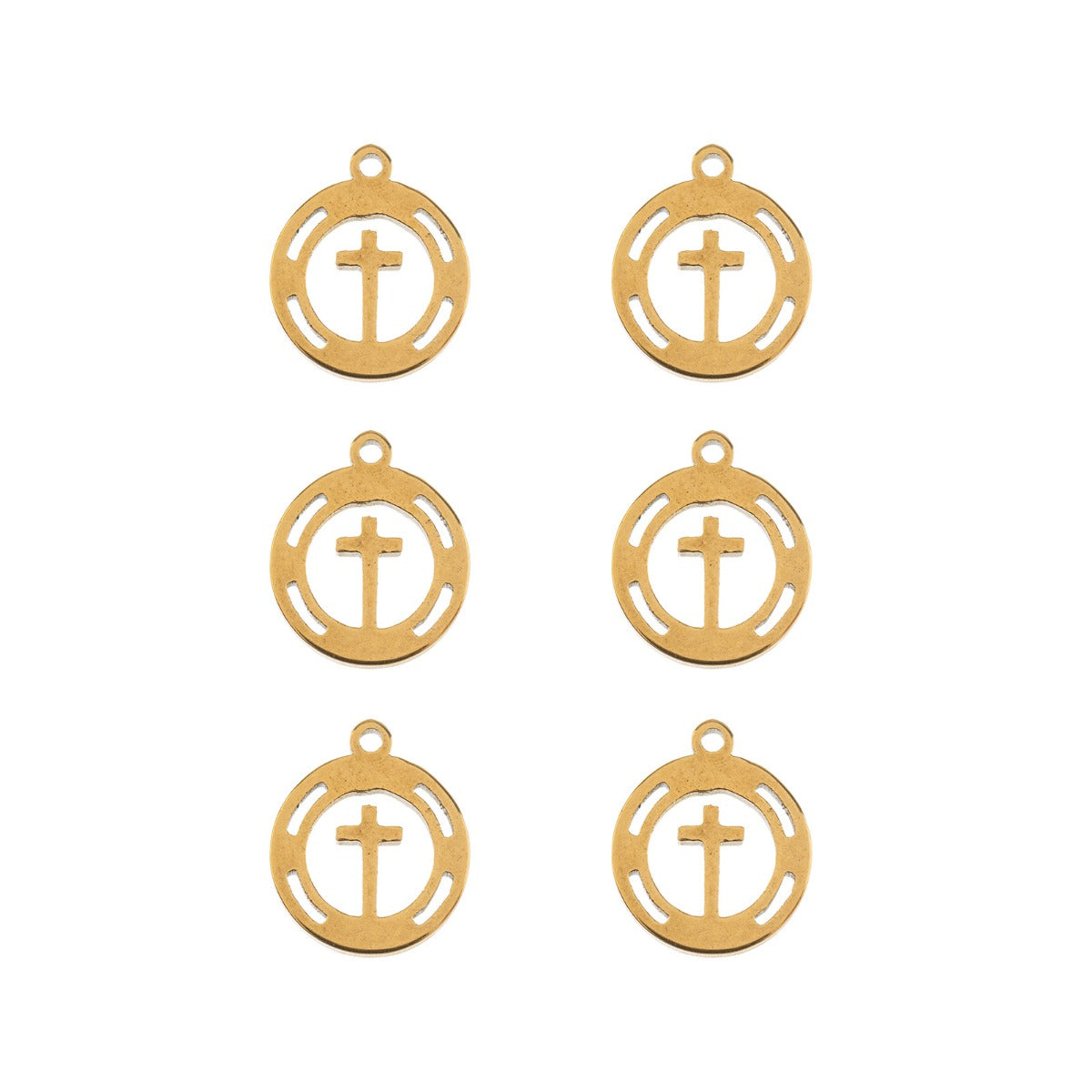 Sweet & Petite Charms, 11.4 x 10mm Cross in Wreath Gold Plated 6pcs