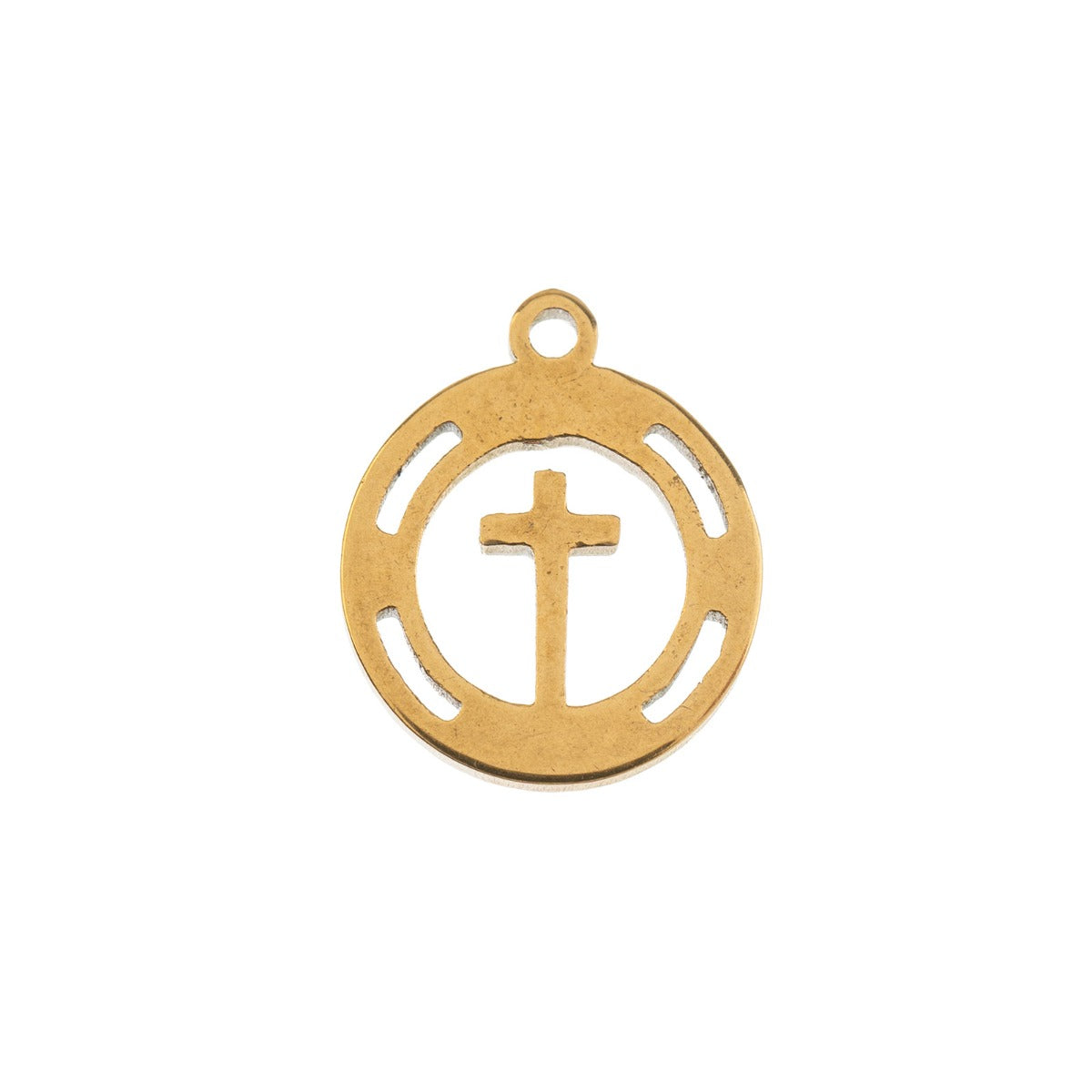 Sweet & Petite Charms, 11.4 x 10mm Cross in Wreath Gold Plated 6pcs