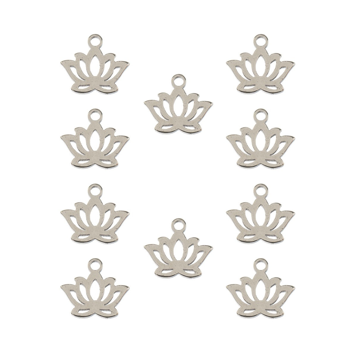 Sweet & Petite Charms, 10 x 9mm Water Lily Silver 10pcs