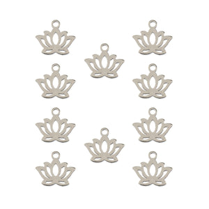 Sweet & Petite Charms, 10 x 9mm Water Lily Silver 10pcs