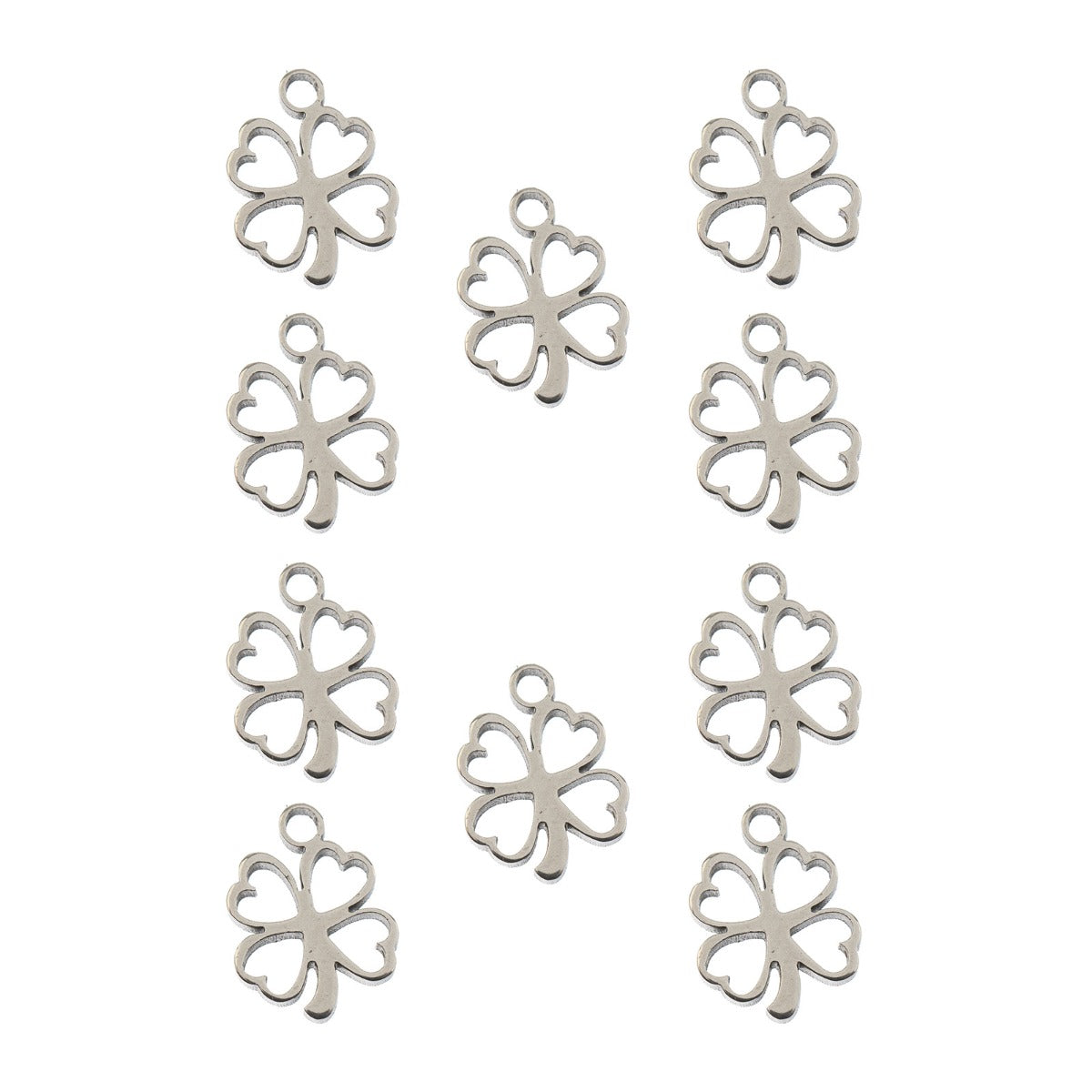 Sweet & Petite Charms, 8.5 x 10.8mm Clover Silver 10pcs
