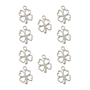 Sweet & Petite Charms, 8.5 x 10.8mm Clover Silver 10pcs