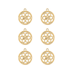Sweet & Petite Charms, 9.1 x 10.5mm Dreamcatcher Gold Plated 6pcs