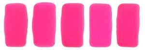 Czechmate 3mm X 6mm Brick Glass Czech Two Hole Bead, Neon Pink, 50 pieces