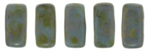 Czechmate Bricks, Turquoise Copper Picasso, 50 pcs
