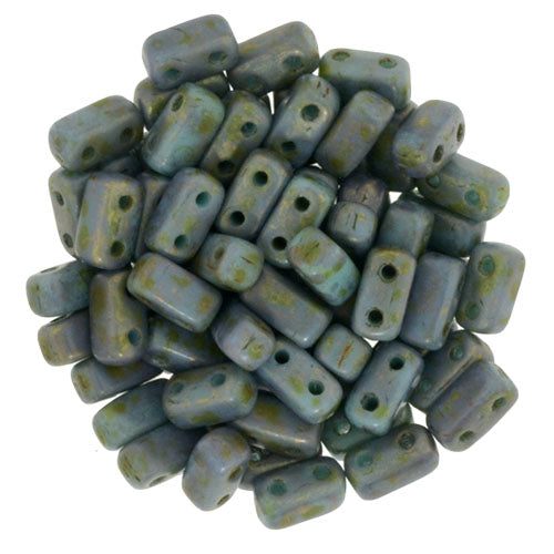 Czechmate Bricks, Turquoise Copper Picasso, 50 pcs